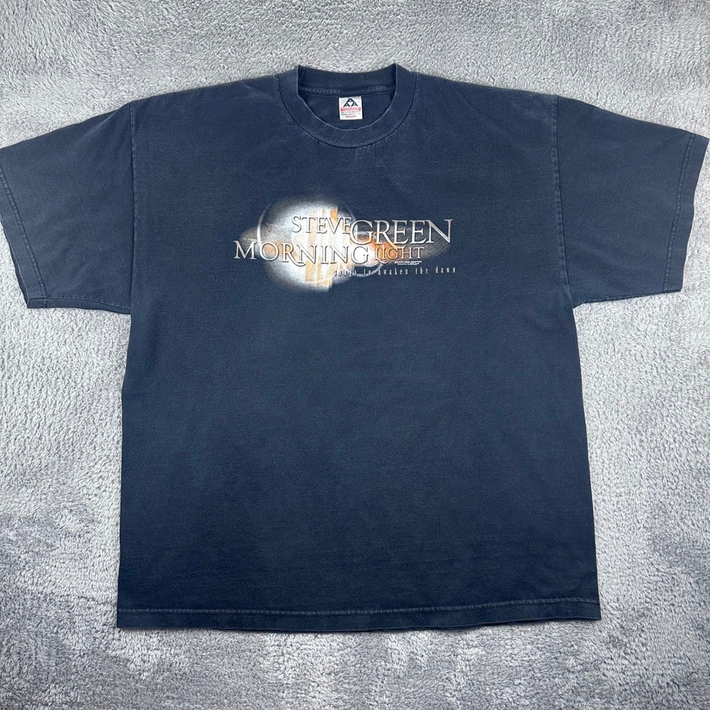 Alstyle Steve Green Morning Light T-Shirt Mens XXL Black Graphic Vintage 2000s